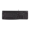 Logitech K120 Wired Keyboard Quiet typing Spill-resistant Durable keys Thin profile Curved space bar Adjustable tilt legs