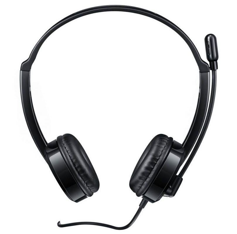 RAPOO H100 Wired Stereo Headsets - HD Voice Rotary Microphone Volume Adjustment 3.5mm Headphones with Audio split adapter cable.